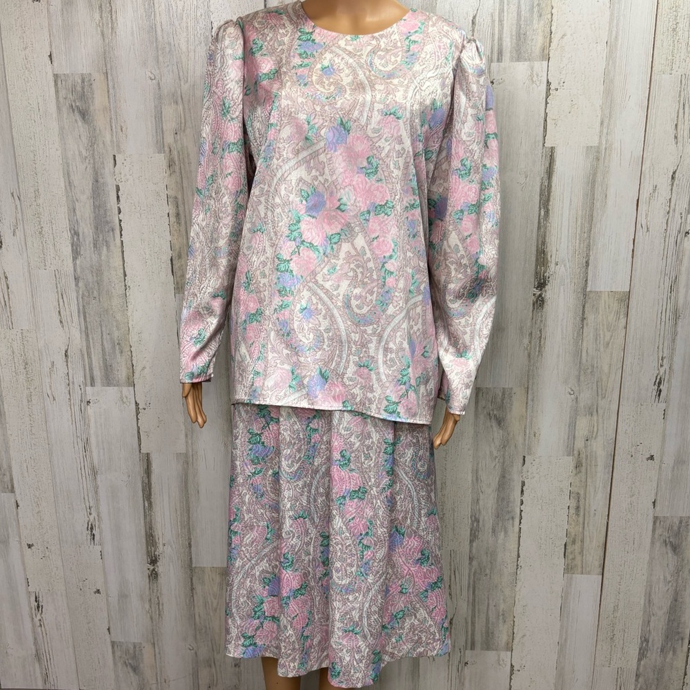 Worthington Vintage 90’s Pastel Floral‎ Plus Size Patterned Two-Piece Set